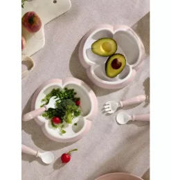 Baby Plate, Spoon & Fork, 2 Sets, Powder Pink