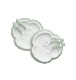 Baby Plate, Spoon & Fork, 2 Sets, Powder Green
