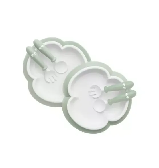 Baby Plate, Spoon & Fork, 2 Sets, Powder Green