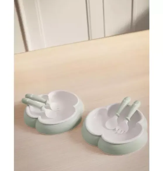 Baby Plate, Spoon & Fork, 2 Sets, Powder Green