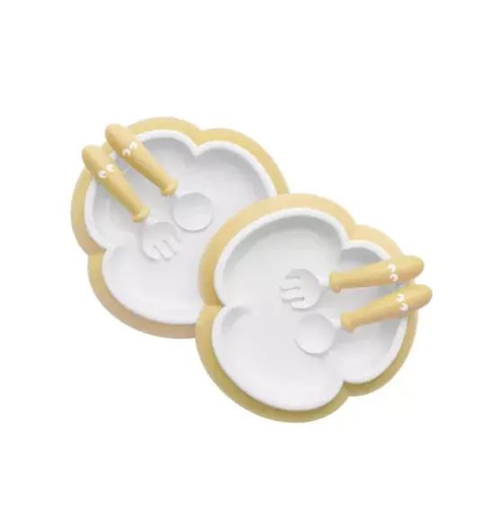 Baby Plate, Spoon & Fork, 2 Sets, Powder Yellow