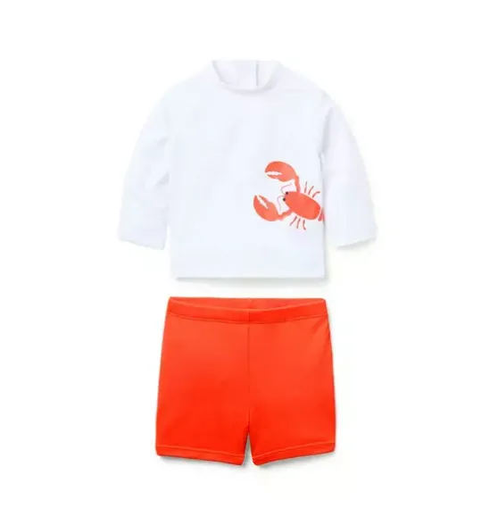Baby Recycled Lobster Rash Guard 2-Piece Swimsuit