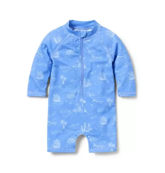 Baby Recycled Nautical Toile Rash Guard Swimsuit