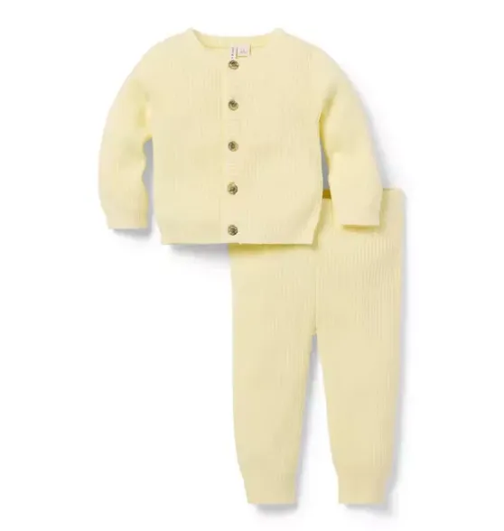 Baby Ribbed Cardigan Matching Set