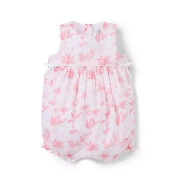 Baby Safari Toile Bow Romper