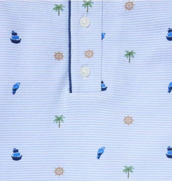 Baby Striped Nautical Icon Pique Romper