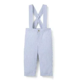 Baby Striped Seersucker Suspender Pant