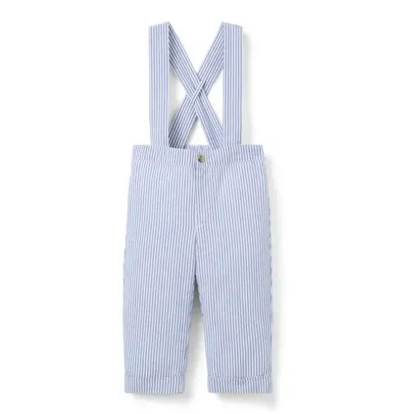 Baby Striped Seersucker Suspender Pant