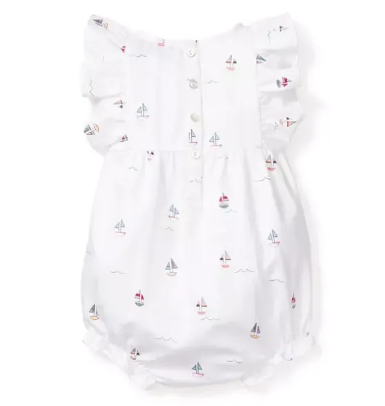 Baby's Twill Ruffled Romper in Bateau