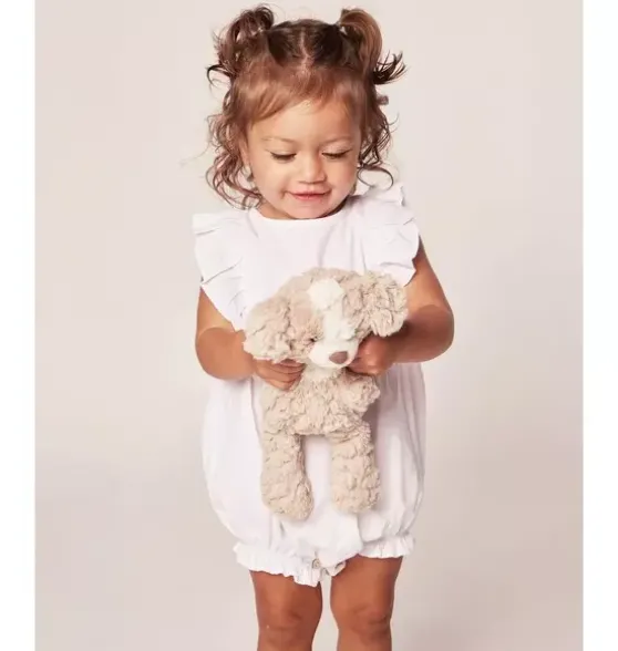 Baby's White Twill Ruffled Romper
