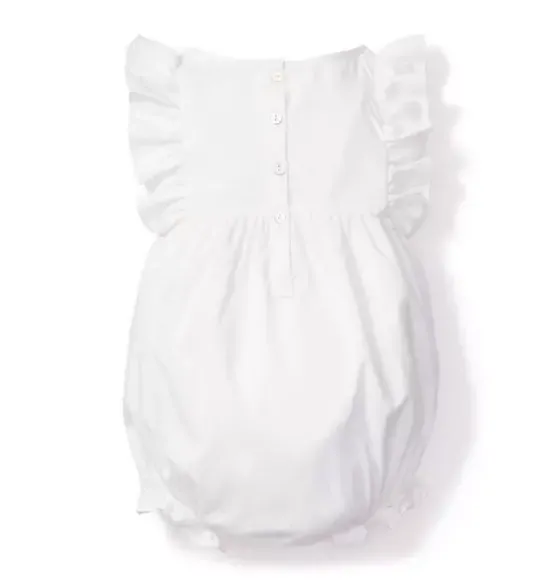 Baby's White Twill Ruffled Romper
