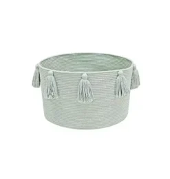 Basket New Tassels Blue Sage