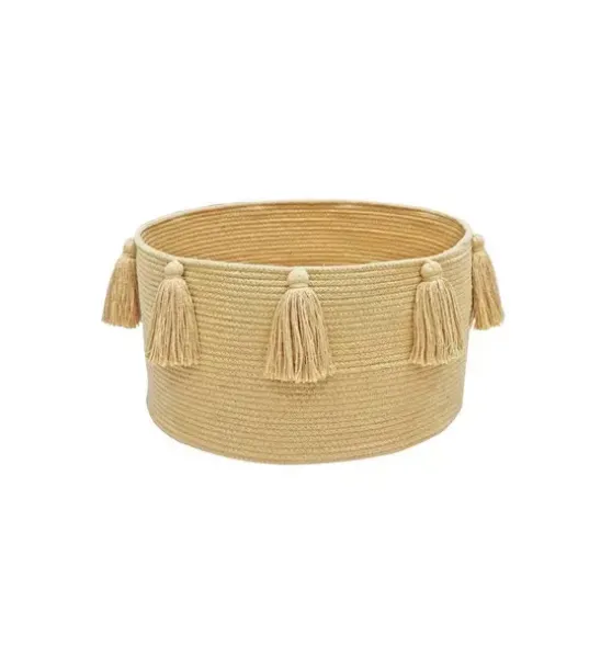 Basket New Tassels Honey