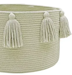 Basket New Tassels Olive