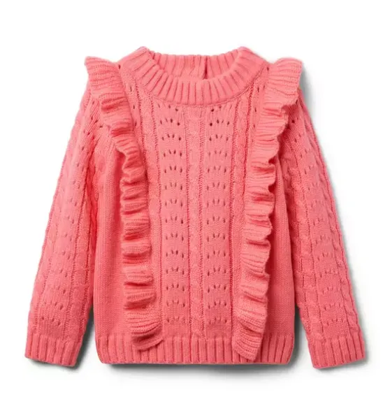 Cable Knit Ruffle Sweater