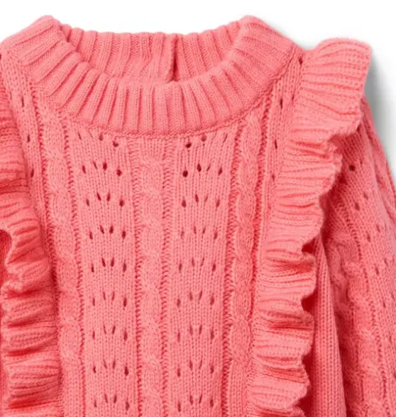 Cable Knit Ruffle Sweater