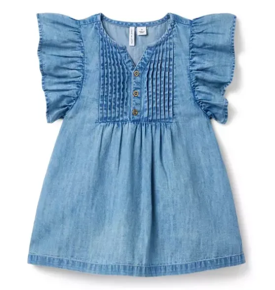 Chambray Ruffle Sleeve Dress