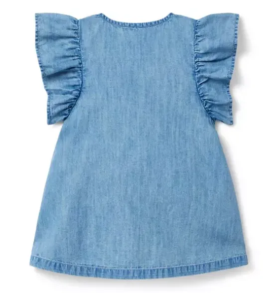 Chambray Ruffle Sleeve Dress