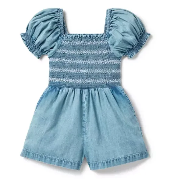 Chambray Smocked Romper
