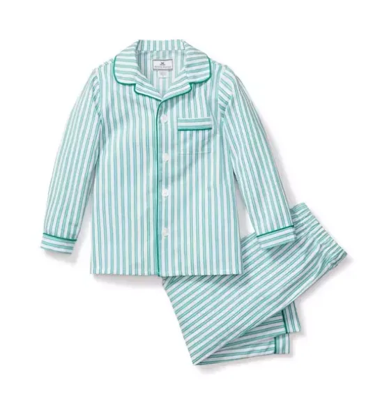 Children's Pajama Set in Emerald Ticking