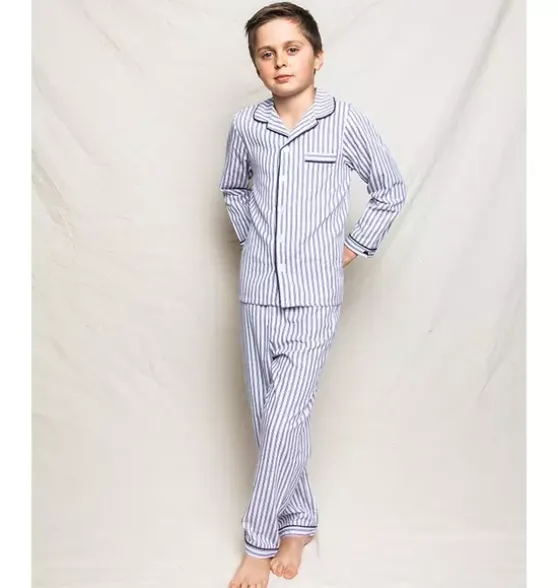 Children's Pajama Set in Navy French Ticking