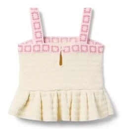 Crochet Floral Trim Peplum Top