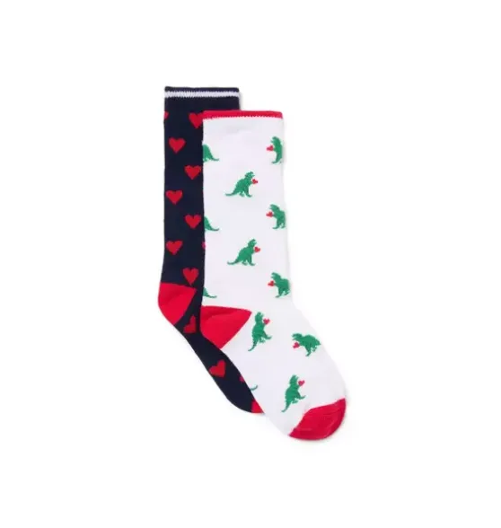Dinosaur And Heart Sock 2-Pack
