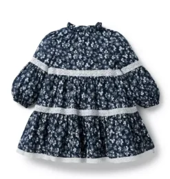 Ditsy Floral Lace Trim Dress