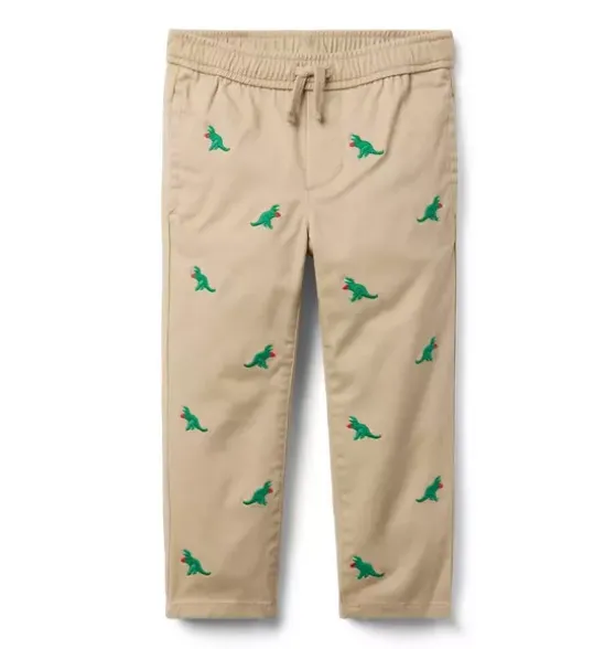 Embroidered Dinosaur Heart Twill Jogger