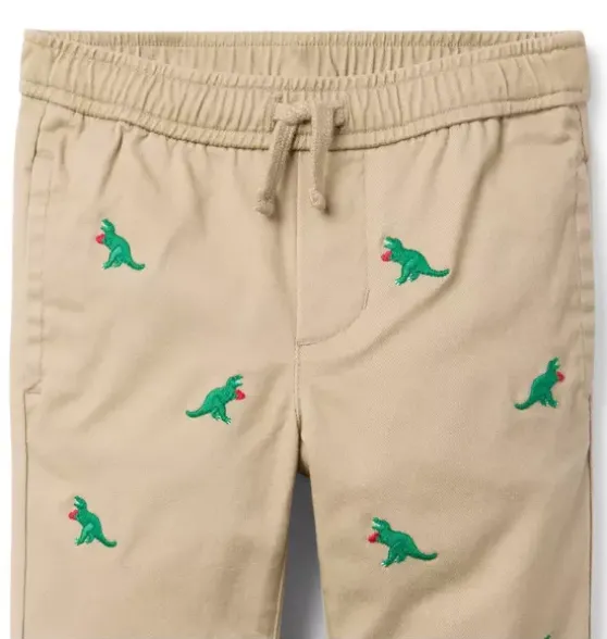 Embroidered Dinosaur Heart Twill Jogger