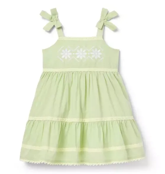 Embroidered Floral Bow Dress