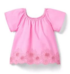 Embroidered Floral Hem Top
