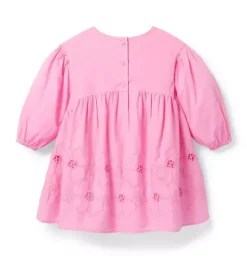 Embroidered Floral Puff Sleeve Dress