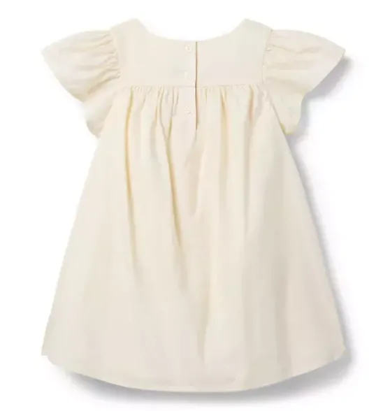 Embroidered Floral Ruffle Sleeve Dress