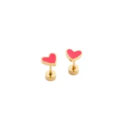 Enamel Heart Stud Earrings