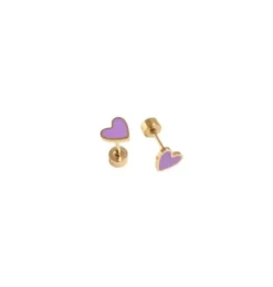 Enamel Heart Stud Earrings