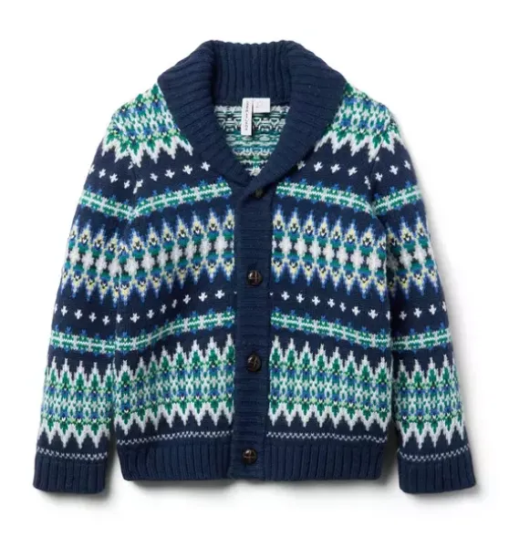 Fair Isle Shawl Collar Cardigan