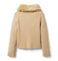 Faux Fur Collar Cardigan