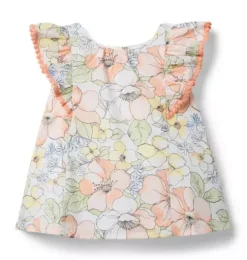 Floral Circle Trim Top