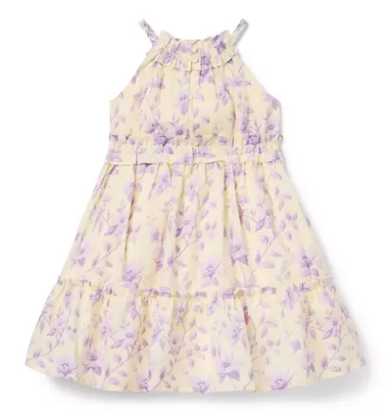 Floral Halter Ruffle Dress