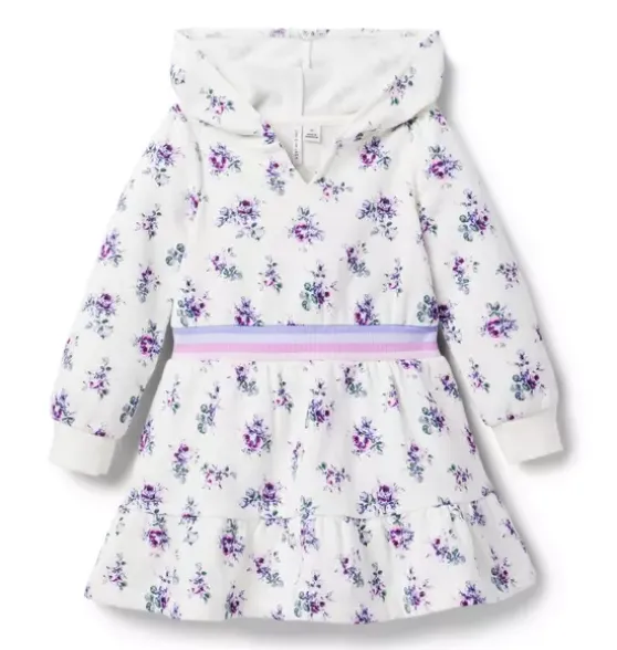 Floral Hooded Fleece Dress