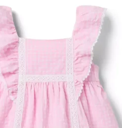 Gingham Flutter Sleeve Dress