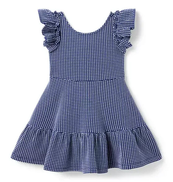 Gingham Jacquard Tiered Dress