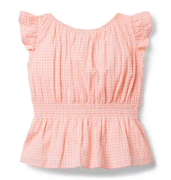 Gingham Peplum Top