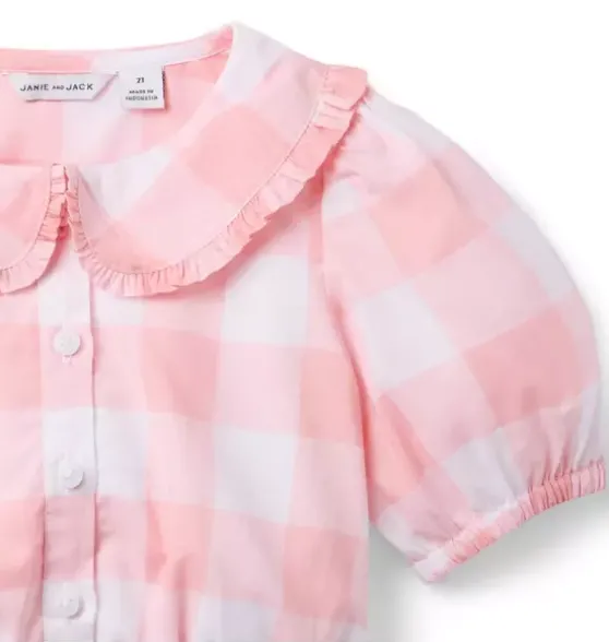 Gingham Peplum Top
