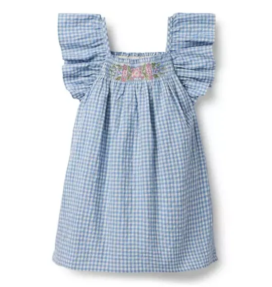 Gingham Ruffle Sleeve Dress