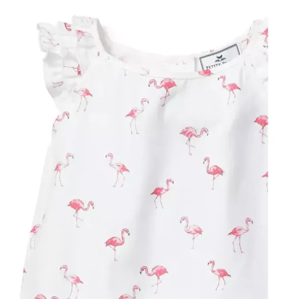 Girl's Twill Amelie Short Pajama Set in Flamingos