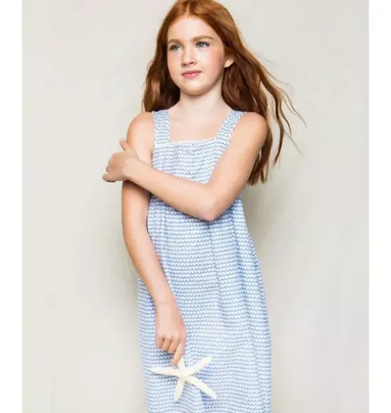 Girl's Twill Charlotte Nightgown in La Mer