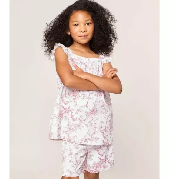 Girl's Twill Clara Short Set in Pink Timeless Toile