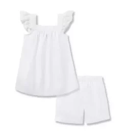 Girl's Twill Clara Short Set in White